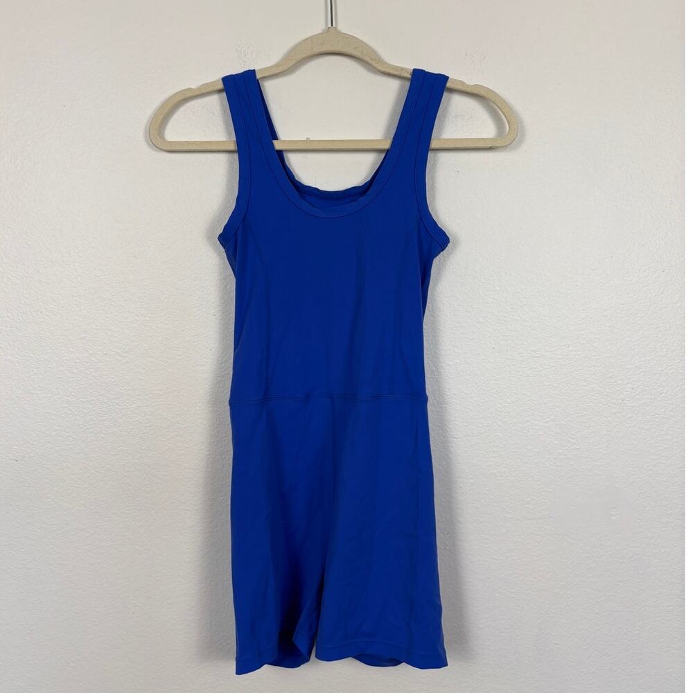 Set Active Shortysuit Electric Blue One Piece Athletic Romper Medium